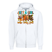 White Just a girl who loves Fall Zipper Hoodie - RanaPortraitStore