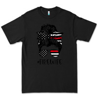 Black fire wife messy bun firefighter wife thin red line husband Premium Tee - linhVisuals
