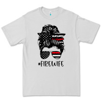 Dove Grey fire wife messy bun firefighter wife thin red line husband Premium Tee - linhVisuals
