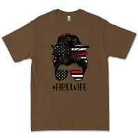 Cacao fire wife messy bun firefighter wife thin red line husband Premium Tee - linhVisuals