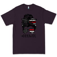 Plum fire wife messy bun firefighter wife thin red line husband Premium Tee - linhVisuals
