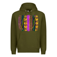 Army Green mardi gras fleur de lis and beads brush stroke Premium Hoodie - Artiststas