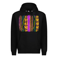 Black mardi gras fleur de lis and beads brush stroke Premium Hoodie - Artiststas