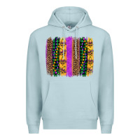 Blue Mist mardi gras fleur de lis and beads brush stroke Premium Hoodie - Artiststas