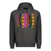 Charcoal Heather mardi gras fleur de lis and beads brush stroke Premium Hoodie - Artiststas
