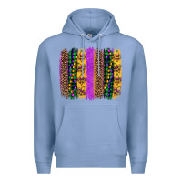 Colony Blue mardi gras fleur de lis and beads brush stroke Premium Hoodie - Artiststas