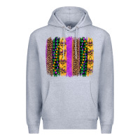 Heather Grey mardi gras fleur de lis and beads brush stroke Premium Hoodie - Artiststas