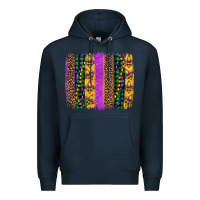 Navy mardi gras fleur de lis and beads brush stroke Premium Hoodie - Artiststas