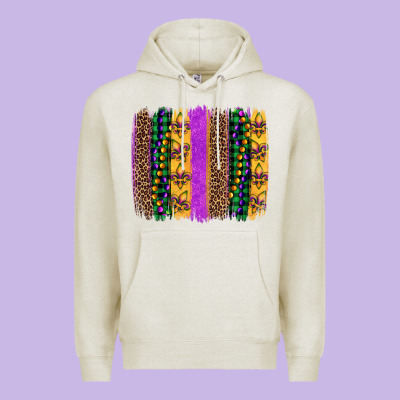 Mardi Gras Fleur De Lis And Beads Brush Stroke Premium Hoodie Designed By Artiststas