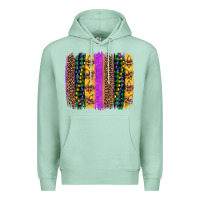 Seafoam mardi gras fleur de lis and beads brush stroke Premium Hoodie - Artiststas