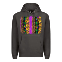 Smoke mardi gras fleur de lis and beads brush stroke Premium Hoodie - Artiststas