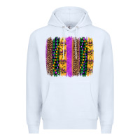 White mardi gras fleur de lis and beads brush stroke Premium Hoodie - Artiststas
