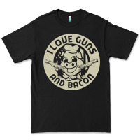 Black i love guns bacon pork pig funny gun Premium Tee - linhVisuals