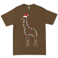 Santa Giraffe Christmas Color Led Premium Tee | Teevron