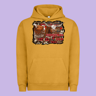 All I Want For Christmas Is A Cow Urban Hoodie Designed By Ranaportraitstore