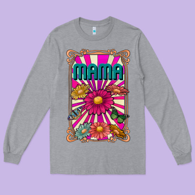 Mama Long Sleeve Tee Designed By Cowhidedigitalart