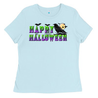 Baby Blue happy halloween Ladies Tee - BundleAndBundleShop