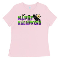 Bubblegum Pink happy halloween Ladies Tee - BundleAndBundleShop