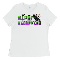 White happy halloween Ladies Tee - BundleAndBundleShop