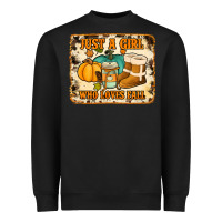 Black just a girl who loves fall cowhide background Heavyweight Sweatshirt - Jasminsmagicworld