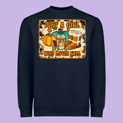 Just A Girl Who Loves Fall Cowhide Background Heavyweight Sweatshirt Designed By Jasminsmagicworld