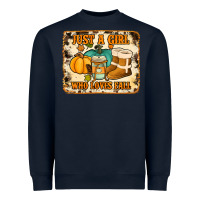 Navy just a girl who loves fall cowhide background Heavyweight Sweatshirt - Jasminsmagicworld