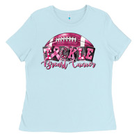 Baby Blue Tickle Breast Cancer Football Ladies Tee - FaDigitalArtStudio