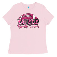 Bubblegum Pink Tickle Breast Cancer Football Ladies Tee - FaDigitalArtStudio