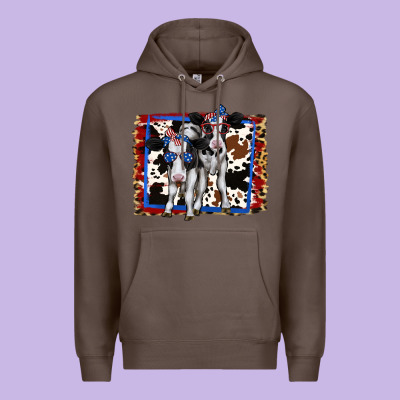 4th Of July Cows Holstein Cows Premium Hoodie Designed By Jasminsmagicworld