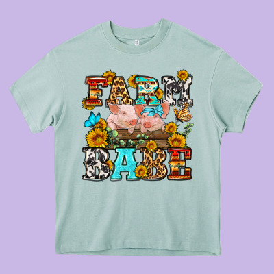 Western Farm Babe Heavy Core Tee Designed By Oliviacreatesart