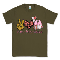 Army Green Peace Love Valentines Gnomes Classic Tee - Jasminsmagicworld