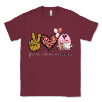 Burgundy Peace Love Valentines Gnomes Classic Tee - Jasminsmagicworld