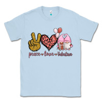 Dusty Blue Peace Love Valentines Gnomes Classic Tee - Jasminsmagicworld