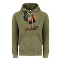 Vintage Olive american game rooster standing Vintage Hoodie - LillyAllenDesigns