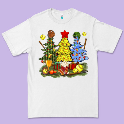 Christmas With Softball Trees Bbs Premium Tee Designed By Bundleandbundleshop