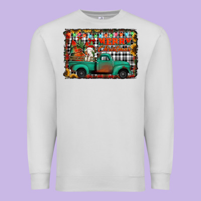 Merry Christmas Farm Truck Premium Sweatshirt Designed By Jasminsmagicworld