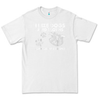 White i like dogs and sloths and maybe 3 people funny animals Premium Tee - linhVisuals