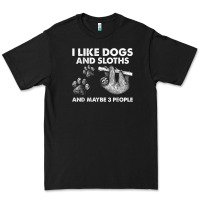 Black i like dogs and sloths and maybe 3 people funny animals Premium Tee - linhVisuals