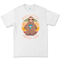 White inhale coffee exhale love sloth namaste yoga lover Premium Tee - linhVisuals