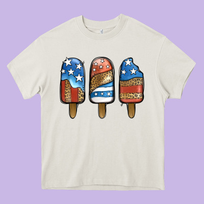 Patriotic Leopard Popsicles Heavy Core Tee Designed By Jasminsmagicworld