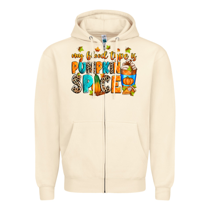 My Blood Type Is Pumpkin Spice Zipper Hoodie by RanaPortraitStore | Teevron
