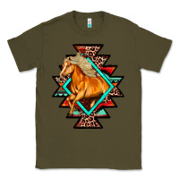 Army Green Aztec Symbol White Horse Classic Tee - FaDigitalArtStudio
