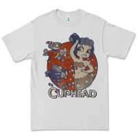 Dove Grey cuphead cala maria airplane attack t shirt Premium Tee - linhVisuals