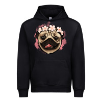 Black pug floral Urban Hoodie - Jasminsmagicworld