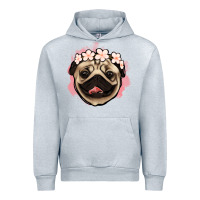 Heather Grey pug floral Urban Hoodie - Jasminsmagicworld