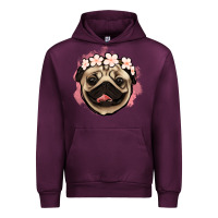 Mauve Wine pug floral Urban Hoodie - Jasminsmagicworld