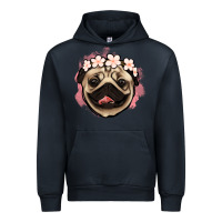 Navy pug floral Urban Hoodie - Jasminsmagicworld