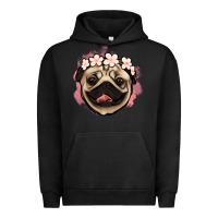 Pigment Black pug floral Urban Hoodie - Jasminsmagicworld