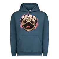 Pigment Midnight Navy pug floral Urban Hoodie - Jasminsmagicworld