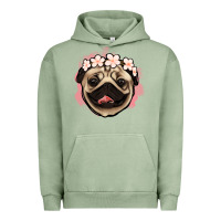Pigment Oil Green pug floral Urban Hoodie - Jasminsmagicworld